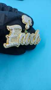 Colgante de Letra Hip Hop con Moissanita, Bañado en Rodio, Micro Pavé, Corte Brillante Redondo, Colgante Unisex - Product Image 6