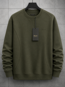 เสื้อสเวตเชิ้ตคอกลมผู้ชาย MIAZ ทรงปกติ สีดำล้วน สวมใส่สบาย สไตล์ลำลอง เหมาะสำหรับฤดูหนาว แห้งเร็ว ไม่หดตัว - Product Image 2