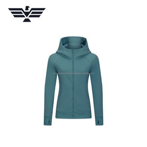 Sweat à capuche zippé intégral pour femme, coupe ajustée, automne-hiver, 100% coton, respirant, anti-rétrécissement, imprimé, décontracté, bleu - Product Image 3