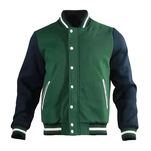 Chaqueta Varsity de Lana para Hombre con Cuello Alto, Abrigo Universitario de Invierno con Decoración de Logotipo Personalizado y Patrón, Hecha con Tela Varsity - Product Image 1