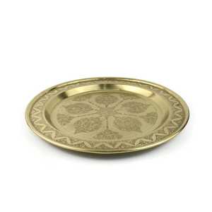 Assiette de service en aluminium faite à la main pour la cuisine et la restauration hôtelière, assiette ronde en métal couleur or antique - Product Image 4