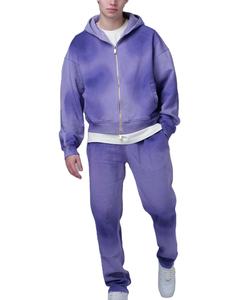 Conjunto de pantalones de chándal y Sudadera con capucha de algodón de peso pesado personalizable en chándal bordado con estampado personalizado de lavado ácido vintage - Product Image 5