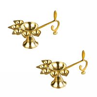 Lampe à huile en laiton à 5 mèches, artisanale traditionnelle, pour cérémonies religieuses, porte-bougie décoratif