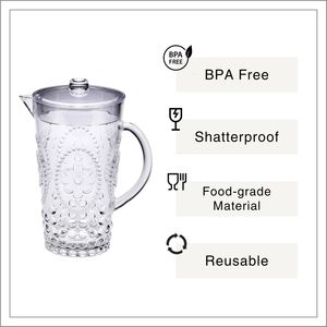 Jarra de Plástico Estilo Vintage de Gran Capacidad (73oz) para Uso Comercial, Hecha en Taiwán, Ideal para Jugos, Leche y Bebidas Heladas [Holar] - Product Image 2