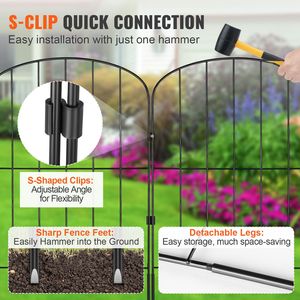 Recinzione Decorativa da Giardino 60cm (A) x 9m (L) Barriera per Animali con Spaziatura Punte di 5cm Recinzione Metallica per Cani Alta 90cm per Giardino - Product Image 5