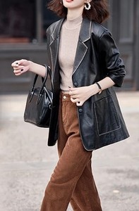 Nouveaux manteaux longs élégants en cuir véritable pour l'hiver, manteaux longs classiques pour femmes, vestes en peau de mouton tendance en gros pour femmes - Product Image 6