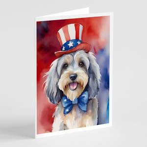 Terrier tibétain patriotique américain fantaisiste A7 cartes de note 8 Pack 5x7 cartes vierges avec enveloppes pour salutations - Product Image 1