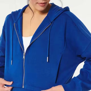 Custom Made Cotton Women's Hooded Crop Top Pullover Front Logo Long Sleeves <b>Light</b> Weight Streetwear Style Hot Sale Zip Up Hoodie - Product Image 3