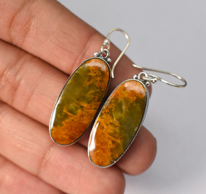 Natural Jasper Dangle <b>Earrings</b> – Elegant Sterling Silver and Banded Jasper - Product Image 3