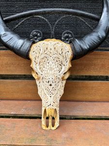 Sculpture de tête d'animal en corne de buffle sculptée à la main Natura Horn, décoration murale en corne de bœuf, décoration intérieure unique pour la maison, décoration de chambre moderne - Product Image 2
