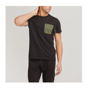 เสื้อยืดคอกลมแขนสั้นผู้ชาย OEM ODM ผ้าเจอร์ซีย์คอตตอน 100%  ออกแบบโลโก้ด้านหน้าได้ตามต้องการ  เสื้อยืดลำลองสำหรับใส่ในฤดูร้อน - Product Image 4