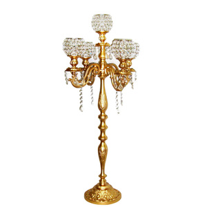 Metal Shiny Gold Plated <b>candelabra</b> with 5 crystal votive Unique design handmade candle holder <b>Candelabra</b> for Party decoration - Product Image 3