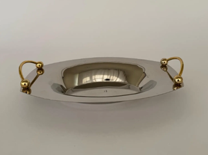 Bandeja de acero inoxidable de alta calidad con asas, bandeja decorativa de diseño clásico para servir jugos, para hoteles, cafeterías y mesas. - Product Image 2