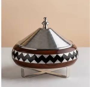 Calentador de Comida de Madera con Pedestal Escalonado, Diseño Griego con Incrustaciones de Perlas, para Comida Árabe, Directo de Fábrica, para Hoteles y Restaurantes - Product Image 6