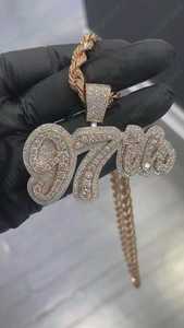 Pendentif Bling Hip Hop Rapper en Argent 925, Bijou Personnalisé avec Logo Lettre Nom en Moissanite VVS, Pendentif Plaqué Or en Argent 925 - Product Image 5