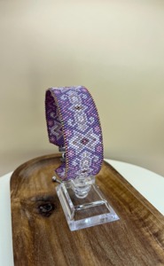 Bracelet Perlé Fait Main Motif Dégradé Violet Rose Blanc Bijou Exquis et Tendance Cadeau Idéal - Product Image 6