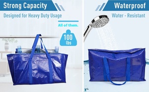Heavy Duty Extra Large <strong>Storage</strong> Tote <strong>Bags</strong> Strong Carrying Handles Space Saving Travel Organizer Zippers Alternative Moving - Product Image 2