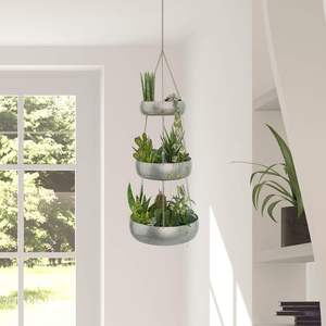 Chaîne de suspension en métal galvanisé pour plantes suspendues, support multi-niveaux pour plantes, décoration de jardin, balcon, patio, véranda, intérieur, extérieur, maison - Product Image 1
