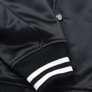Chaqueta Varsity de Satén de Primera Calidad, Corte Regular, Sin Cuello, Cierre de Botones, Color Sólido, Informal de Invierno, Gruesa por Delante - Product Image 6