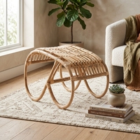 Tabouret d'arche en rotin naturel courbé, repose-pieds, ottoman, chaise d'appoint de jardin extérieur, décoration, design artistique pur pour la maison