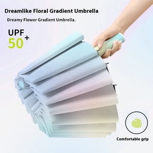 Paraguas Doble Uso Hongye para Mujer, Impresión Digital Degradada, Revestimiento Negro Engrosado, Protección Solar/UV, Manual, para Viajes - Product Image 5