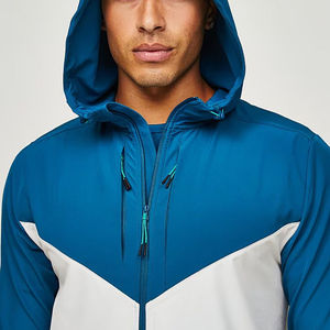 <b>Men's</b> Blue White Solid Cotton Breathable Hooded <b>Jacket</b> and Shorts Set Sporty <b>Summer</b> Outfit Quick Dry Knitted Wear - Product Image 6