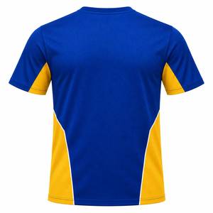 Camiseta Deportiva Bfit para Hombre, de Manga Corta, Secado Rápido, con Bloques de Color Azul y Amarillo, Cuello Redondo, Tejido de Poliéster, Corte Regular - Product Image 6