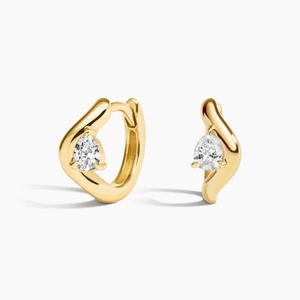 ต่างหูเพชรทรงลูกแพร์สีเหลืองทอง 14K หรูหรา รับรองโดย IGI สไตล์มินิมอล เหมาะสำหรับใส่ทุกวัน เครื่องประดับสำหรับทุกเพศ เพชรเพาะเลี้ยง - Product Image 1