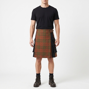 MAATTIERA SPORTS WEAR Unisex Tartan Utility <b>Plastics</b> Cargo Kilt Pleated Highland Style Multi <b>Pockets</b> Belt Straps Custom Premium - Product Image 2