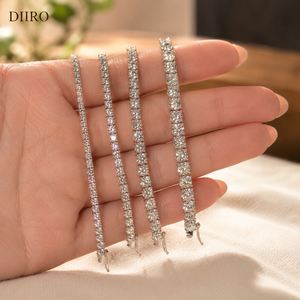 Luxury Moissanite Tennis <b>Bracelet</b> 925 Sterling <b>Silver</b> Round Brilliant Cut Diamond Women's <b>Bracelets</b> - Product Image 1