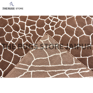 Tapis en laine marron noué à la main, motif pavés organiques moderne, tapis persan à poils ras pour salon et hôtel - Product Image 4