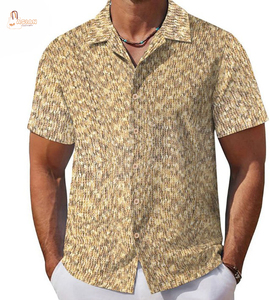 Men's Short Sleeve Printed Casual Shirt Turn-<b>down</b> Collar Summer Woven Patterned Button Front Design - Product Image 1