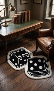 Tapis d'appoint en laine tufté à la main en forme de dés, doux et moelleux, thème gaming, pour salle de jeux et décoration intérieure - Product Image 4