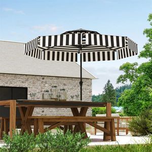 Parasol de marché d'extérieur noir de 2,6 m (8,6 pi) avec protection UPF 30+, design inclinable, élégant, pour terrasse et bases de parasol - Product Image 2