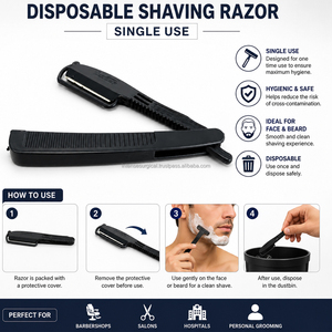 Disposable Shaving Razor Single Use Salon <b>Barber</b> Razor Stainless Steel <b>Blade</b> Hygienic Hair Shaving Razor OEM ODM - Product Image 3