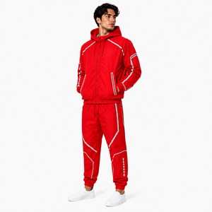 Custom Solid Color Unisex Windbreaker Tracksuit <b>Reflective</b> Hooded <b>Jacket</b> Sportswear Set Breathable Lightweight Summer <b>Running</b> 2 - Product Image 4