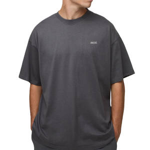 Camisetas de algodón de corte holgado con hombros caídos para hombre, cuello redondo, manga corta, estilo urbano, para producción al por mayor ODM - Product Image 1