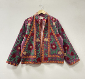 Chaqueta de Terciopelo Estilo Bomber para Mujer, Bordado Floral, 100% Algodón, Cuello Alto Suave, 600g, Logotipo Frontal, para Todas las Temporadas, Ropa de Fiesta - Product Image 1