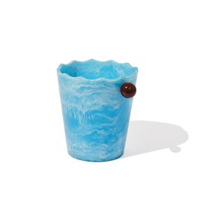 High Quality <b>White</b> Swirled Resin Ice <b>Bucket</b> Knotted Leather Handles <b>White</b> Storage champagne Bottle Jars From India - Product Image 4
