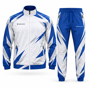 <b>Men</b> Navy <b>Tracksuit</b> Set Stand Collar Zip Jacket Joggers Neon <b>Green</b> Color Block 2 Piece Sportswear Sublimation Hoodie Jackets Sets - Product Image 2