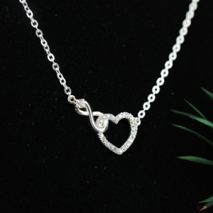 Wholesale 925 Sterling Silver Moissanite <b>Infinity</b> Heart Link Chain Necklace Trendy Jewelry for Women Perfect Gift - Product Image 3
