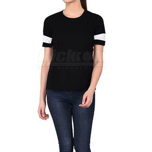 เสื้อยืดผู้หญิงดีไซน์ใหม่ สีพื้น ใส่สบายสำหรับฤดูร้อน คุณภาพสูง แขนสั้น เป็นมิตรต่อสิ่งแวดล้อม ผลิตจากผ้าฝ้าย 100% ราคาถูก  สินค้ามาใหม่ - Product Image 4