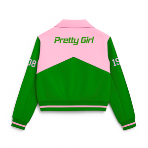 Alpha | Kapa | Alpha Sorority Women's PU <b>Leather</b> <b>Jacket</b> Zip-Up Embroidered Bomber <b>Jacket</b> Casual Varsity Racer <b>Jacket</b> Outerwear - Product Image 3