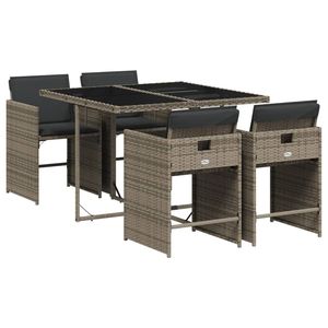 Ensemble de 4 ensembles de salle à manger de jardin gris pour patio, noir foncé avec un style élégant - Product Image 2