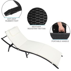 Set Letto Pieghevole e Sedia da Spiaggia a Tre Pezzi Nero YJ con Quattro Linee per Uso in Giardino, Spedizione Gratuita - Product Image 3