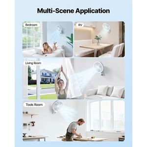 "8.5 <b>in</b> Wall Mount Metal Fan with Remote Control 10 ft Powerful Airflow DC Motor 4 Speeds <b>Timer</b> Auto AU/US <b>Plug</b>" - Product Image 6