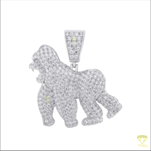 จี้รูปกอริลลาประดับเพชรโมอิสซาไนต์ VVS เงินแท้ 925 สไตล์ฮิปฮอป - Product Image 3