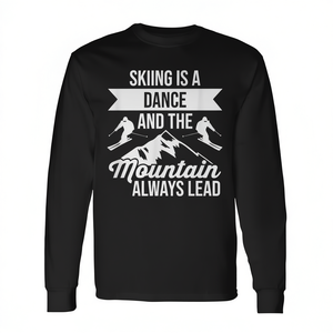 T-shirt à manches longues Ski Is A Dance, design montagne, vêtements de sport d'hiver, col rond unisexe pour adulte - Product Image 2