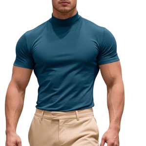 Nueva Camiseta de Manga Corta para Hombre, Elástica, Casual, Corte Regular, Bordada, de Poliéster y Algodón, Ecológica - Product Image 1