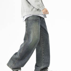 Pantalones Vaqueros Personalizados de Alta Calidad, Azul-Blanco, Casuales de Primavera, Vintage, Rectos, Transpirables, Estilo Urbano, con Costuras en Contraste, Lavados - Product Image 3